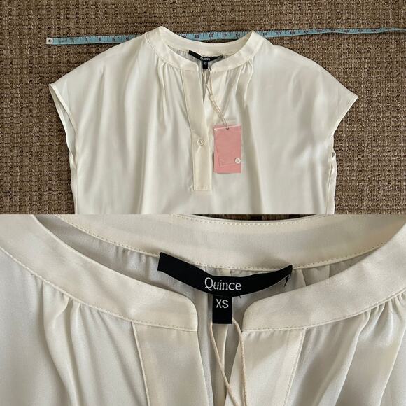 NWT Quince Ivory Silk Blend Cap Sleeve Blouse – XS - Picture 5 of 6